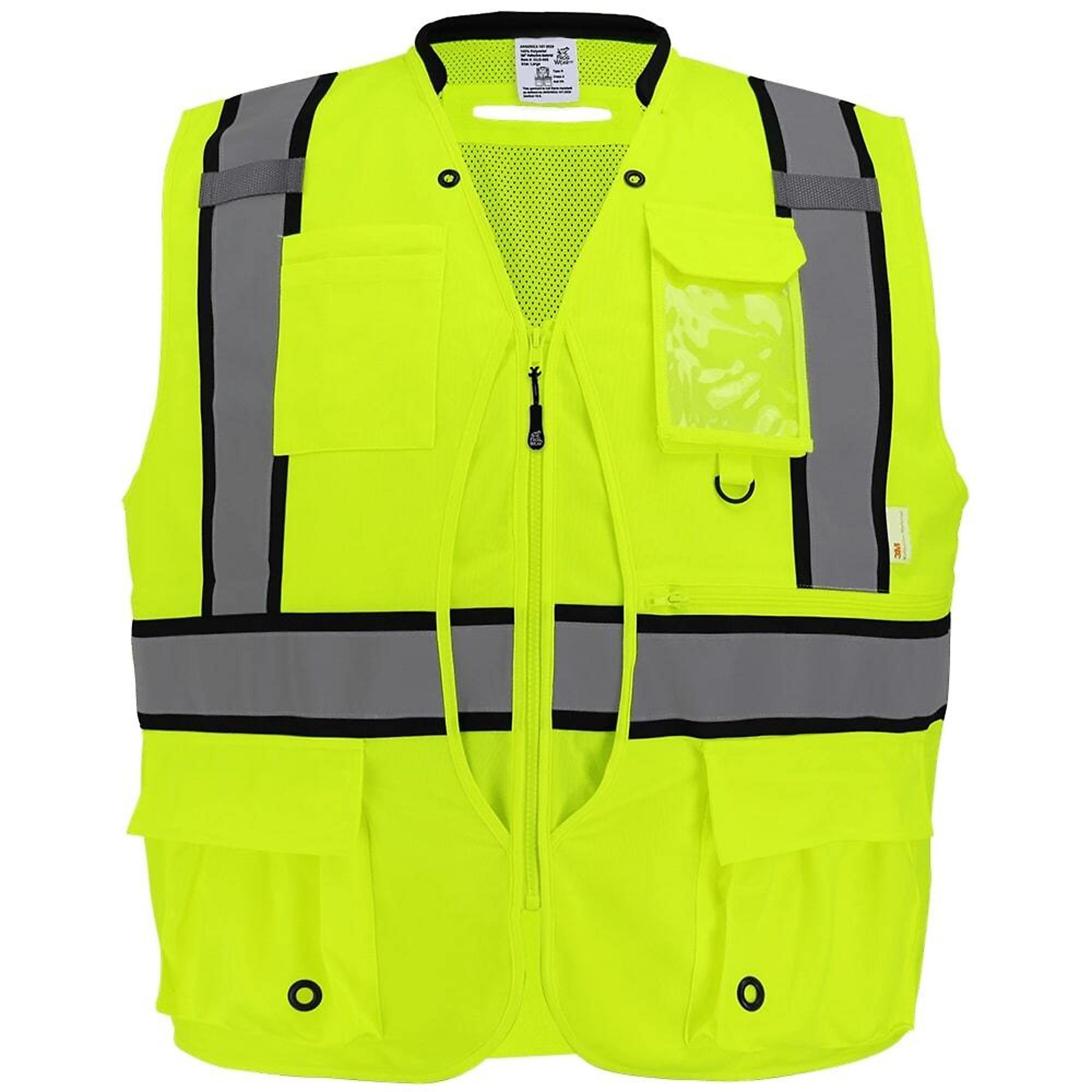 FrogWear HV Yellow/Green, Class 2, 8 Pocket, Solid/Mesh Vest